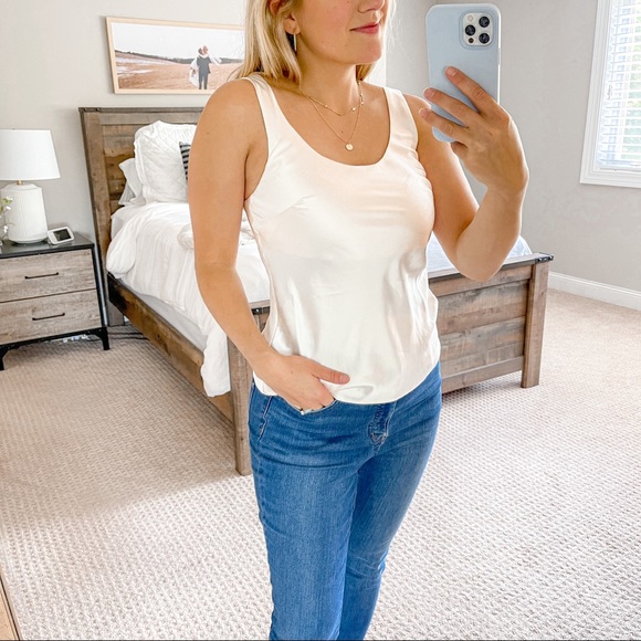 ASOS Design Silky Sleeveless Blouse Top Cream - Picture 2 of 9